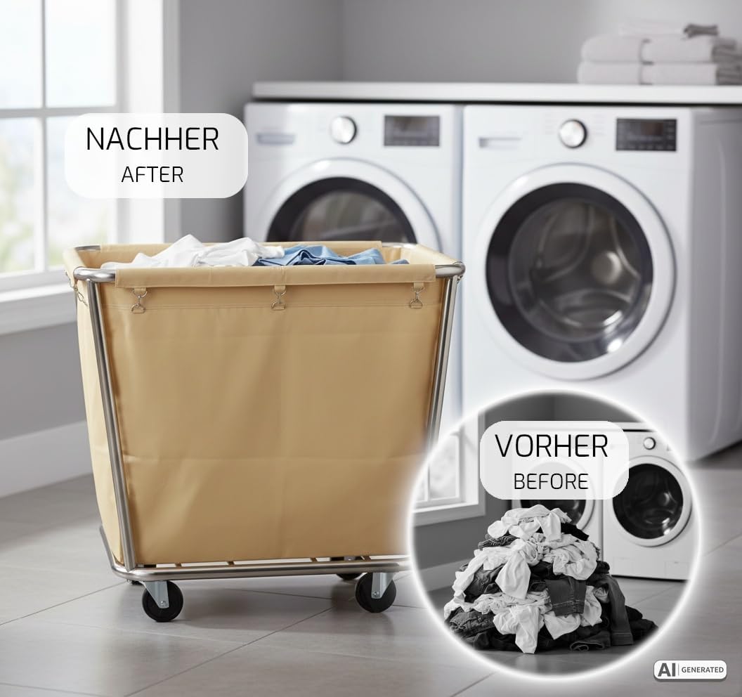 Saro AF 264 Wäschewagen, Edelstahl, creme, 90 x 65 x 85, Single