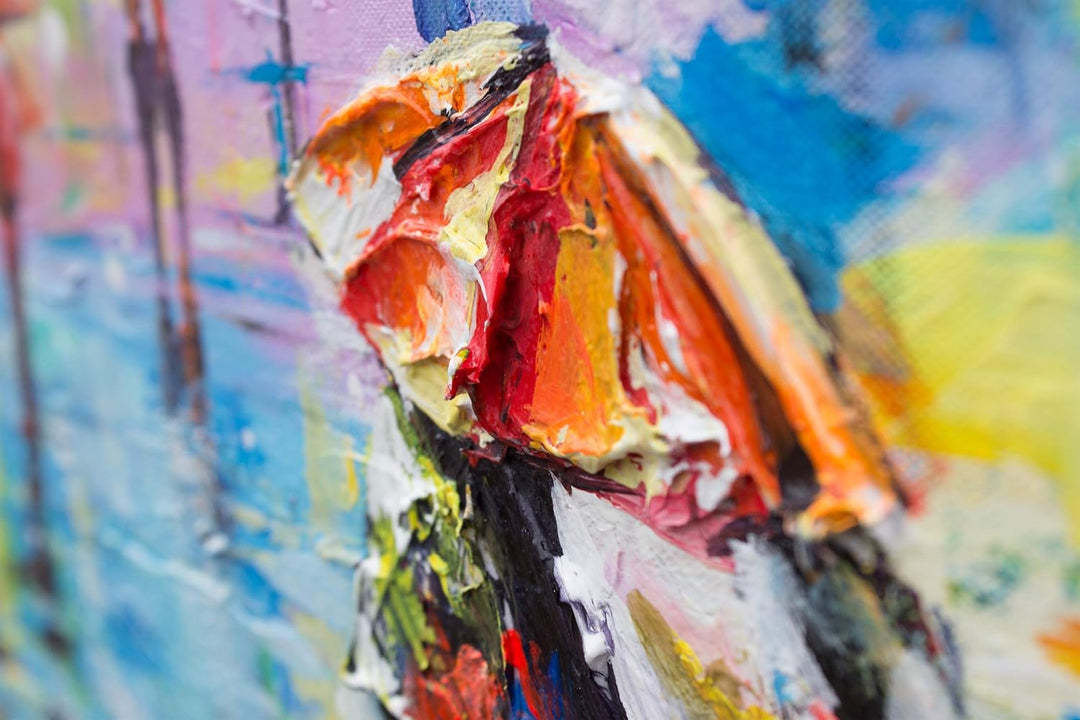YS-Art Handgemaltes Acrylgemälde “Herbstliche Allee” | Moderne Acrylmalerei auf Keilrahmen | Geschen