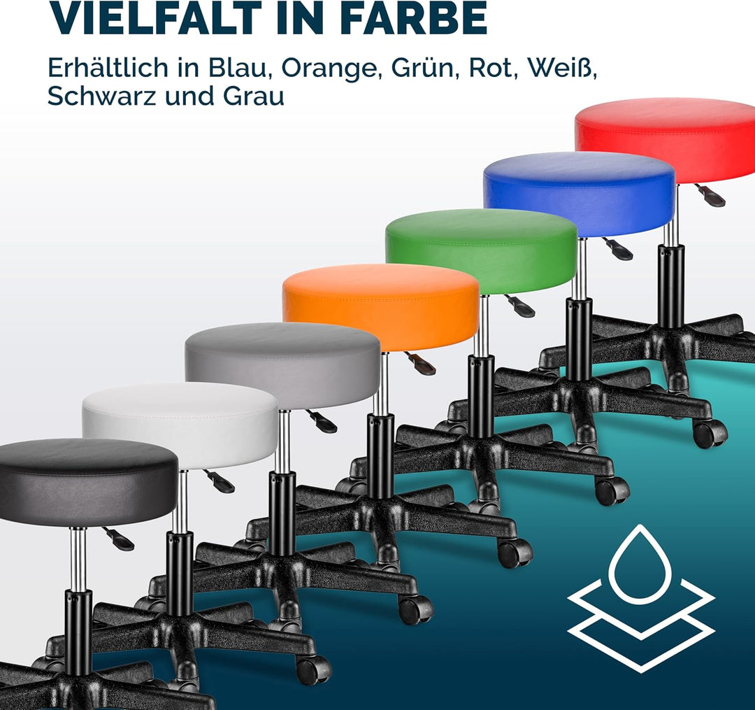 Casaria® Rollhocker Höhenverstellbar 2er Set 10cm Polsterung 46-60cm Höhe 360° Drehbar Ø35cm Rund Ro