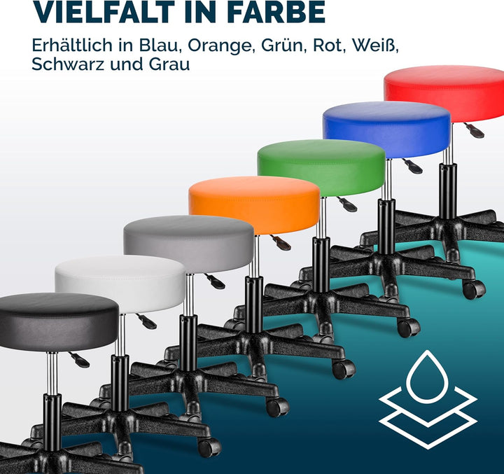 Casaria® Rollhocker Höhenverstellbar 2er Set 10cm Polsterung 46-60cm Höhe 360° Drehbar Ø35cm Rund Ro