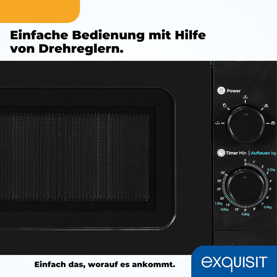 Exquisit Mikrowelle WP 700 J17-3 sw | 700 W Leistung | 20 L Garraum | Unterbau | Schwarz | Mikrowell