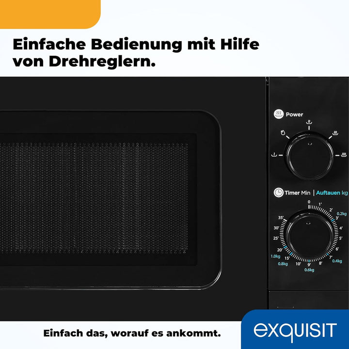 Exquisit Mikrowelle WP 700 J17-3 sw | 700 W Leistung | 20 L Garraum | Unterbau | Schwarz | Mikrowell