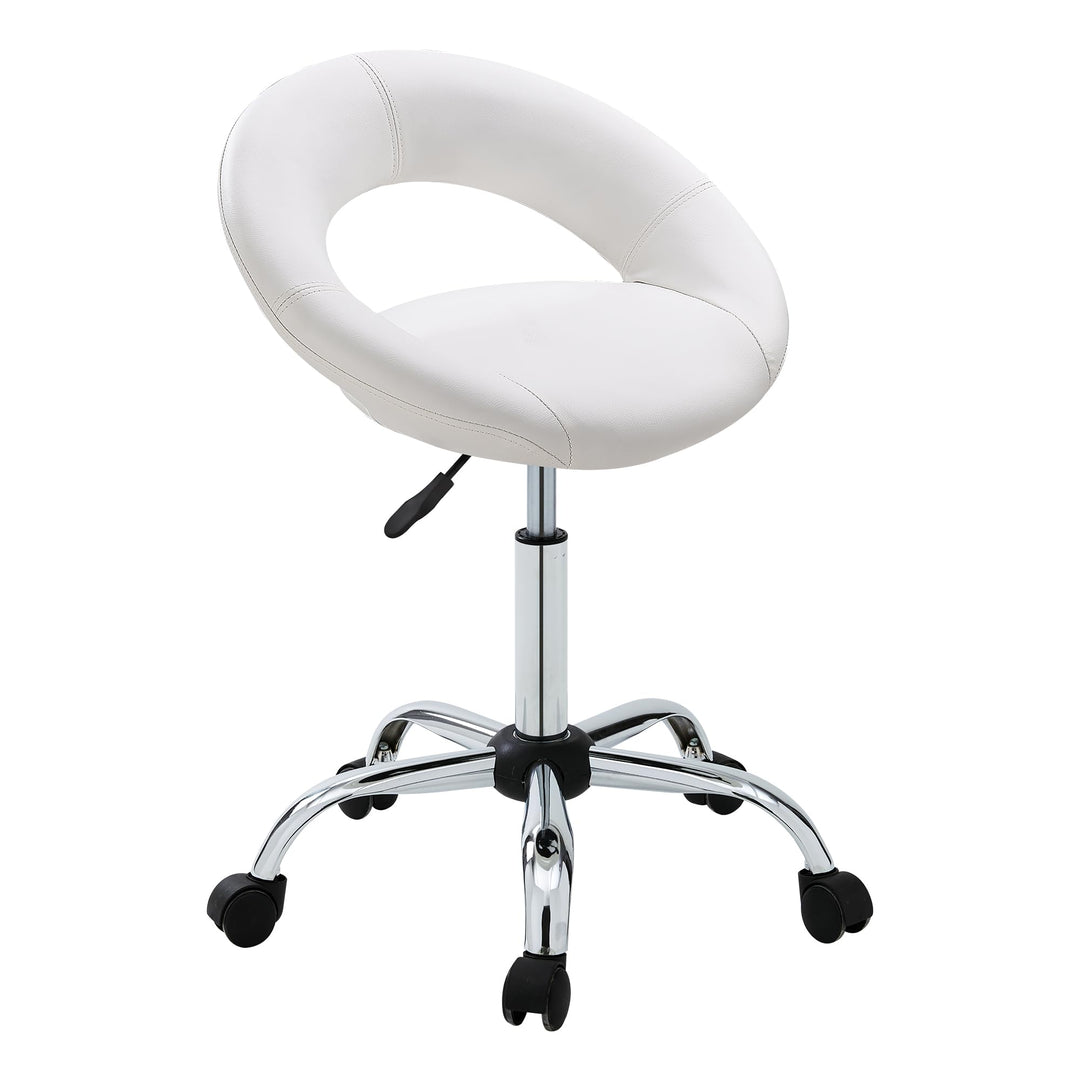 Duhome Drehstuhl mit Rollen, Rollhocker Kunstleder Drehhocker Schminktisch Hocker mit Lehne Arbeitsh