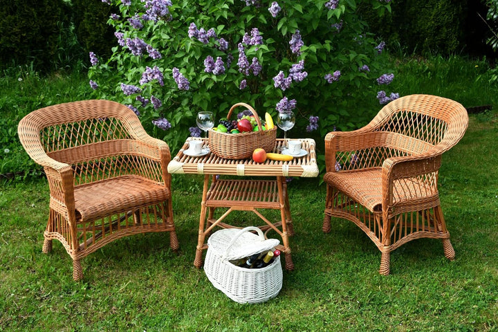 MyBer® Korb Weidenkorb Einkaufskorb Picknickkorb Stabiler Tragekorb mit 2 Deckeln aus Weide geflocht