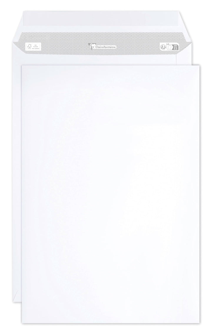 Clairefontaine 8050C - Karton mit 250 Versandtaschen weiss C4-229x324 mm, selbstklebend, 90g, 1 Kart