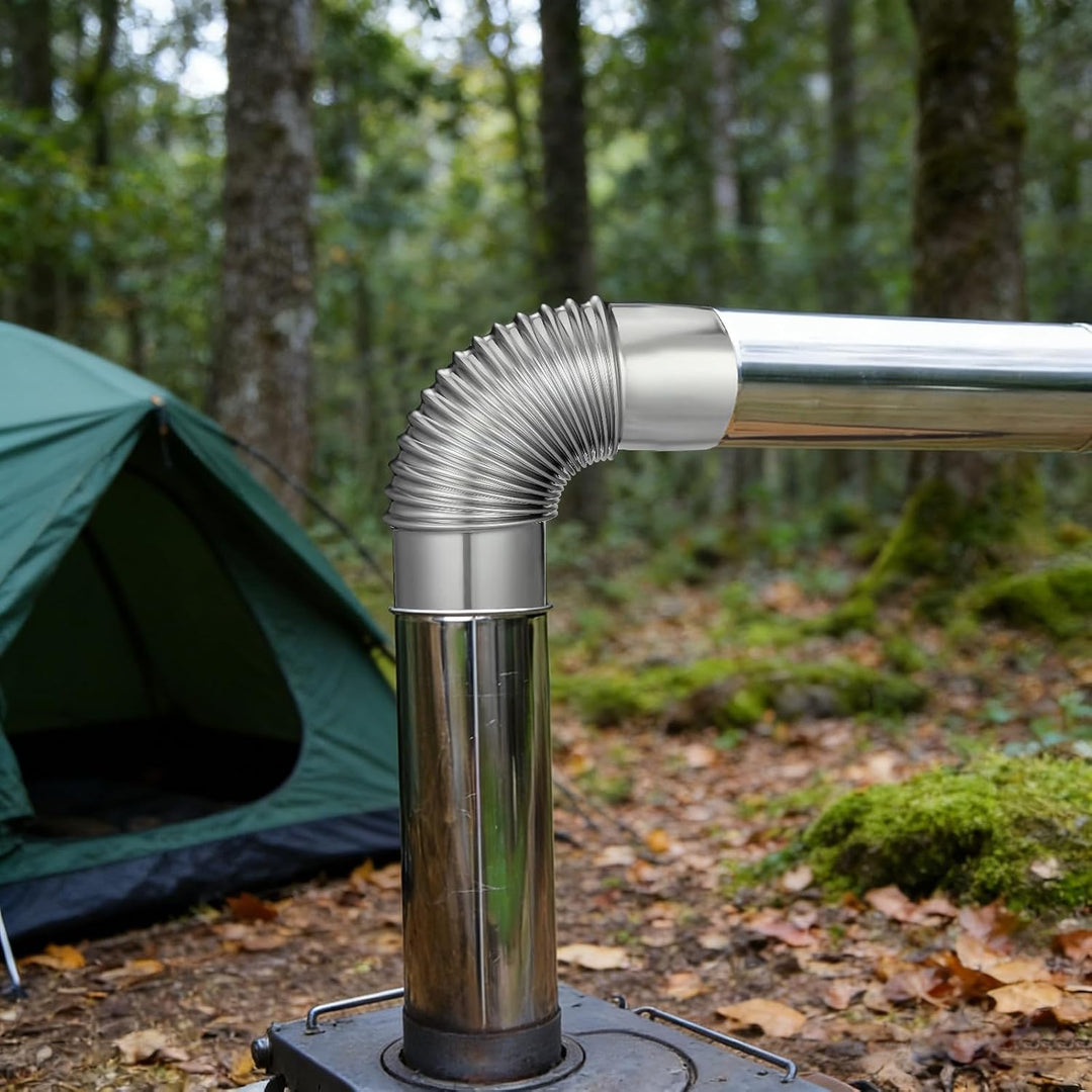 HEMOTON Metall Kaminrohrbogen 90 Grad aus Edelstahl, 90 mm Ofenrohr mit einzigartigem Design für Hol