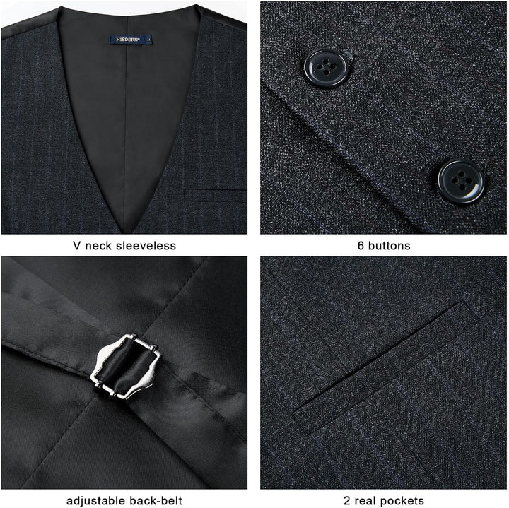 HISDERN Karierte Weste Herren Formale Klassische Weste Baumwolle Hochzeit Hahnentritt Anzugweste XS