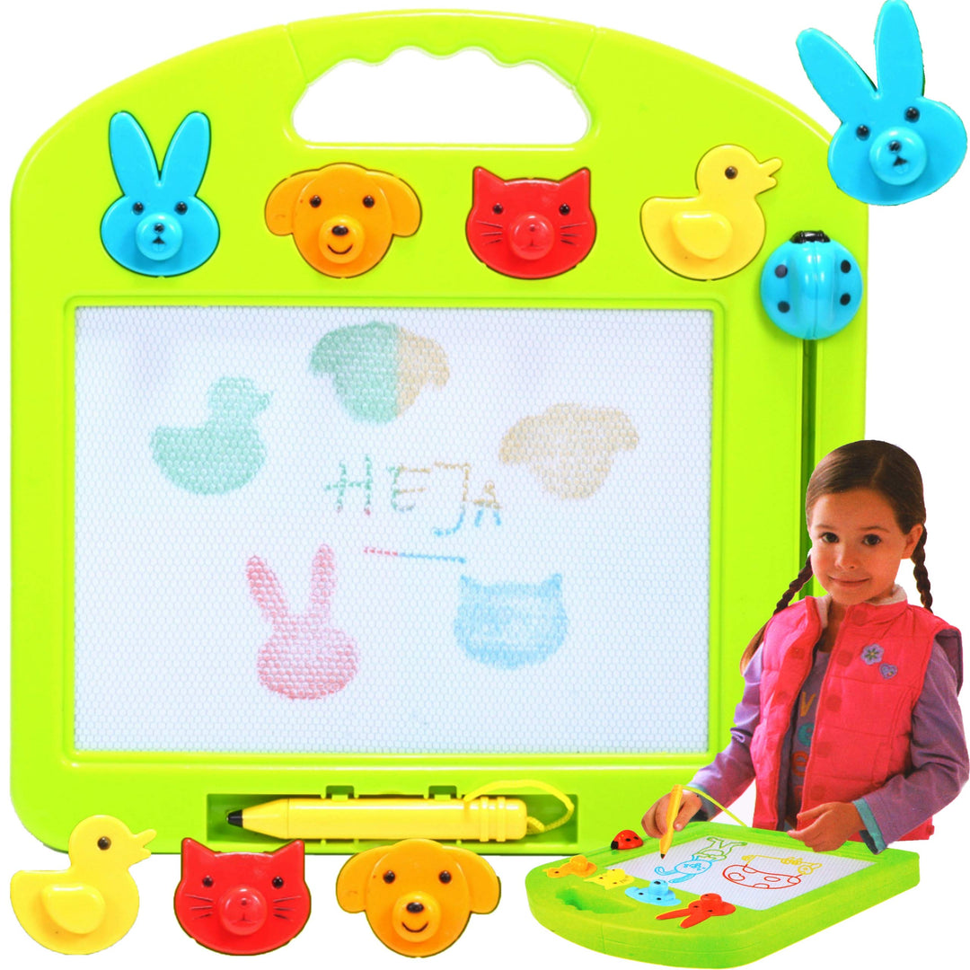 MalPlay Zaubertafel für Kinder | 31 x 31 cm | Bunte Schreibtafel Zeichentafel mit 4 Stempeln | Reise