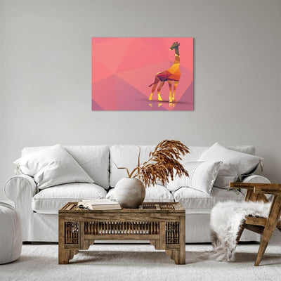 ARTTOR Bilder auf Leinwand Giraffe modern Grafik Leinwandbild 70x50cm Wandbilder Dekoration Wohnzimm