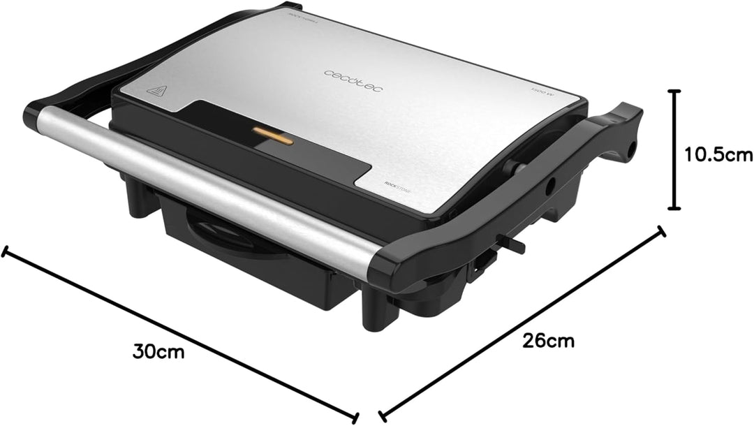 Cecotec Elektrischer Kontaktgrill und Sandwichmaker Rock'nGrill Rapid. 1500 W, Grillfläche 24,5 x 17