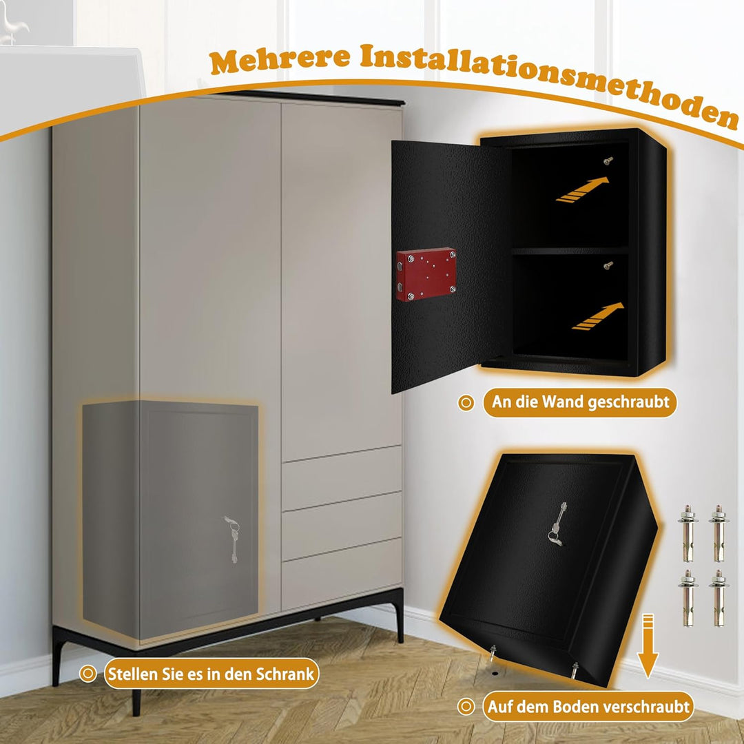 Aufun Tresor Möbeltresor mit Doppelbartschloss 35 x 50 x 31cm, grosse Safe Box für Zuhause, Tresor u