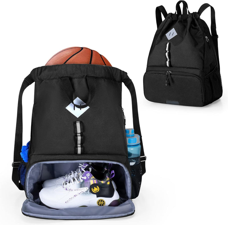 GOBUROS Fussball-Tasche, Fussball-Rucksack mit Kordelzug für Basketball, Volleyball und Fussball, Sp