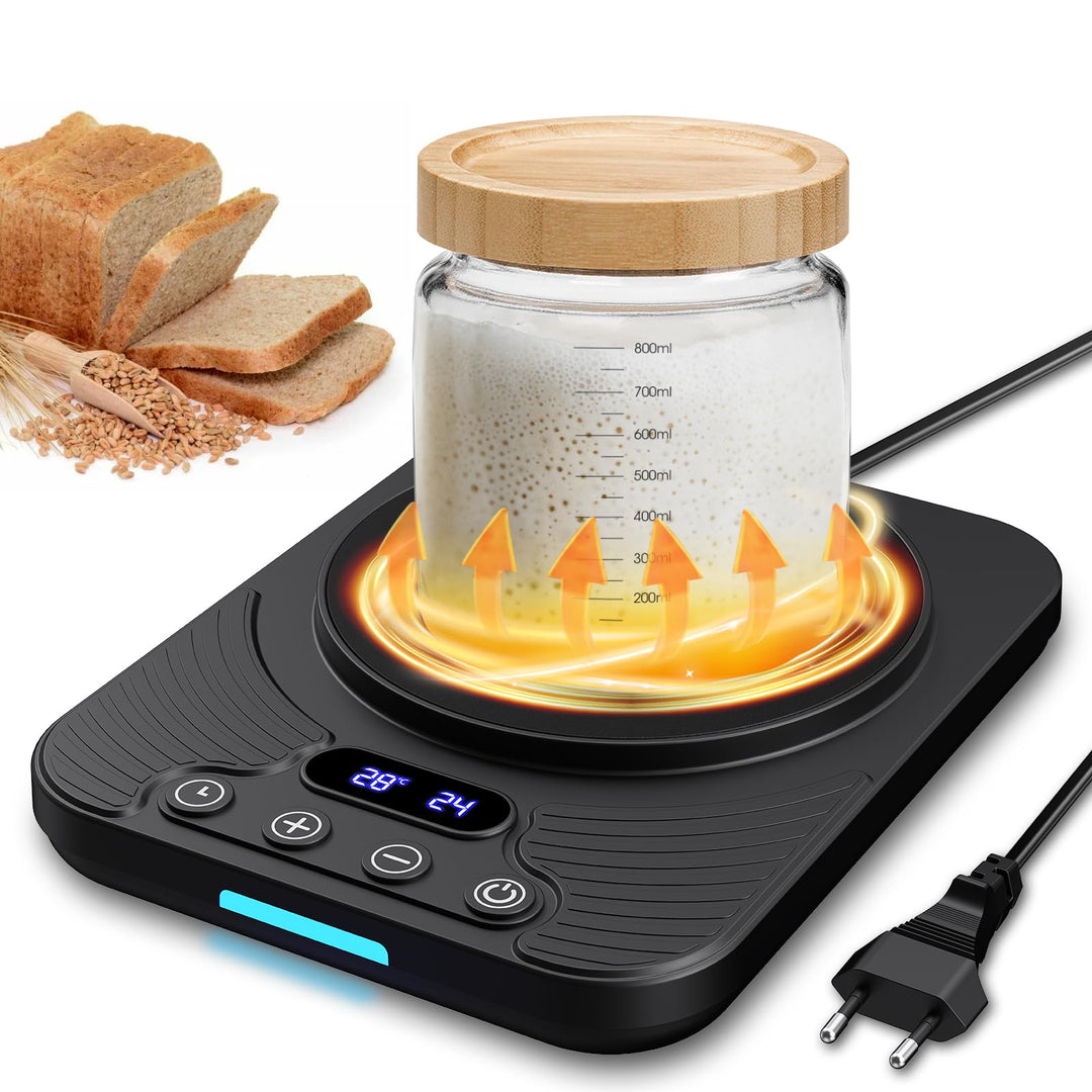 Sauerteigstarterwärmer, Wärmeplatte Präzise 1℃ Thermostat (21-43℃), 24H Timer, Automatische EIN/Aus-