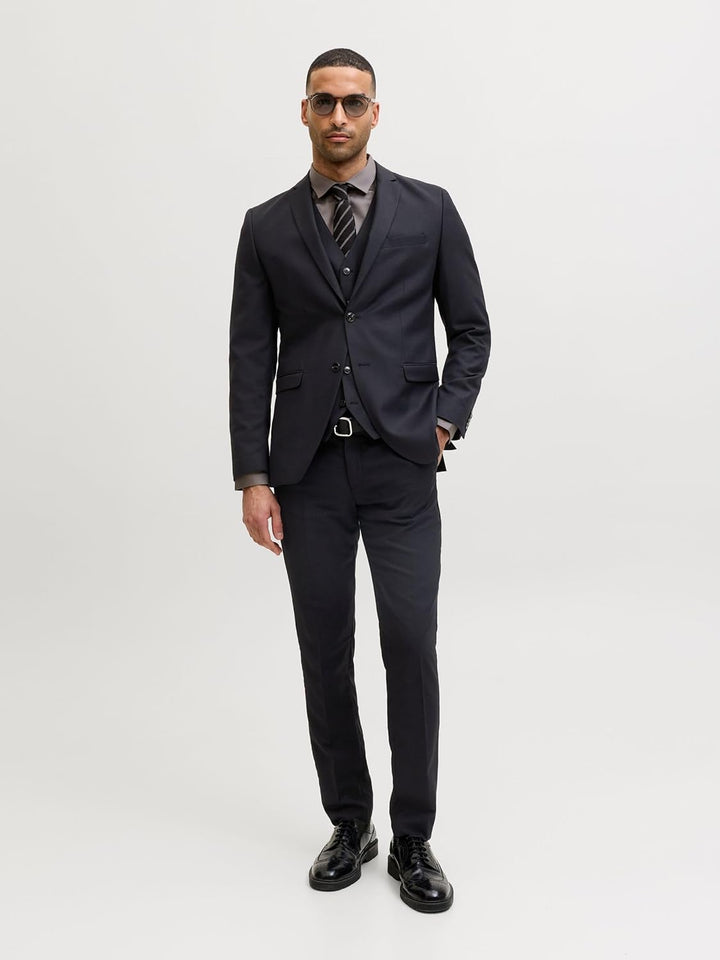 JACK & JONES Male Einreihiger Blazer und Hose JPRSOLARIS Slim Fit Anzug 46 Schwarz, 46 Schwarz