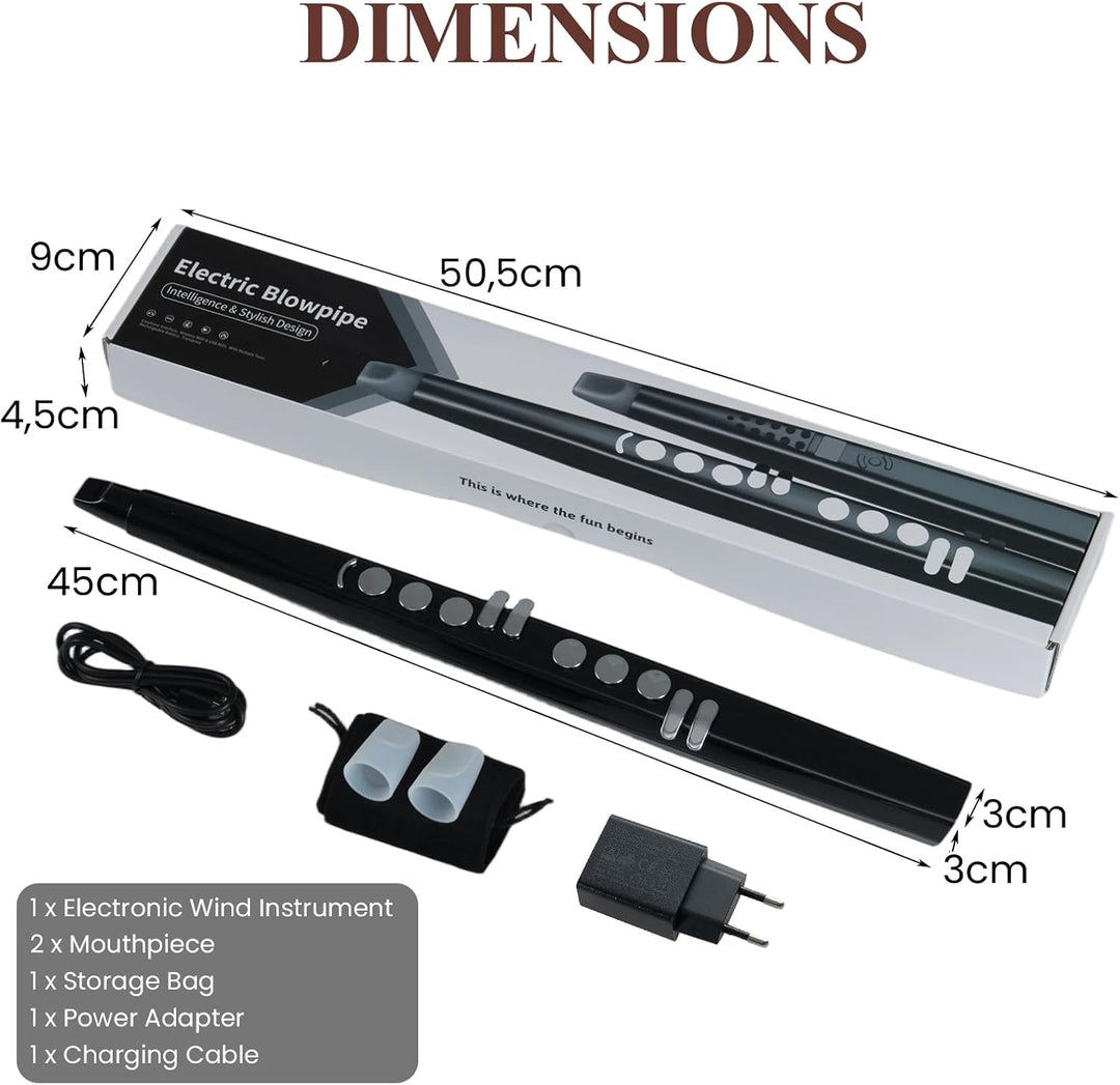 KOMFOTTEU Digitales Blasinstrument MIDI Bluetooth USB mit 13 Tönen, 2 Finger (Saxophon/Flute), tragb