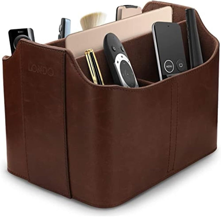 Londo Leder Fernbedienung Organizer und Halter mit Tablet Fach, Fernbedienungshalter - Multifunktion