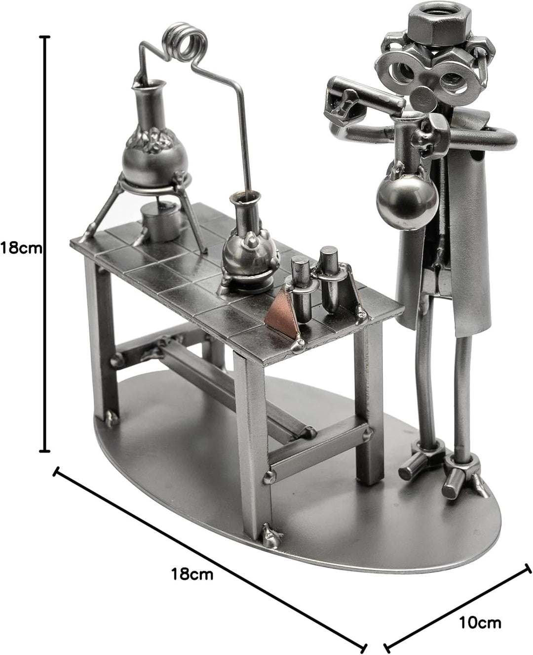 STEEMO Schraubenmännchen Chemiker Labor Laborant Geschenk Metall-Deko 18x10x18 cm