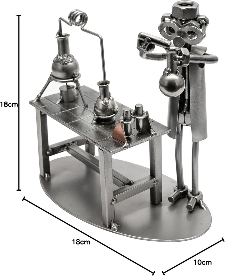 STEEMO Schraubenmännchen Chemiker Labor Laborant Geschenk Metall-Deko 18x10x18 cm