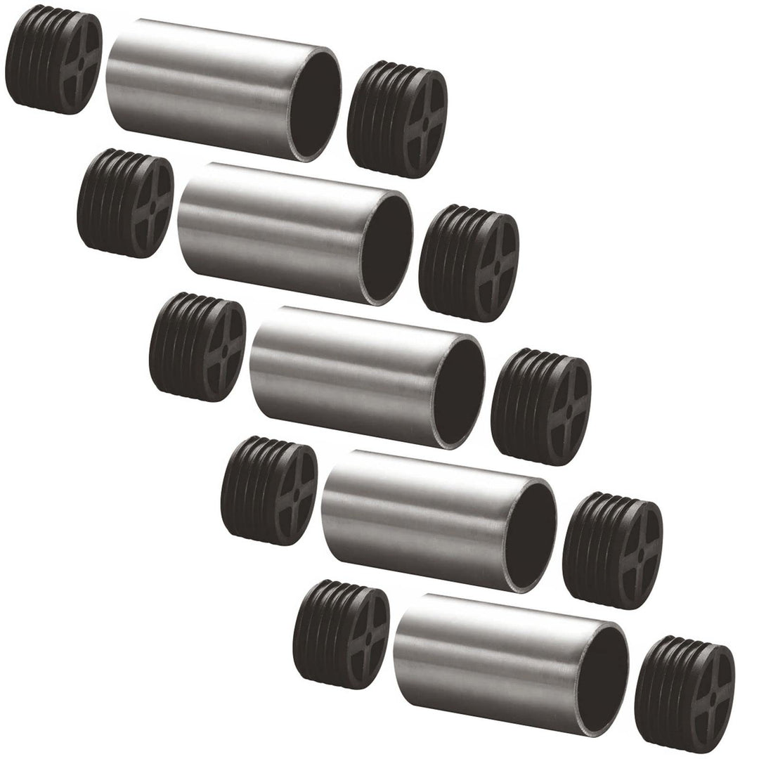 5 x Edelstahl V2A Verbinder, Verbindungsstück, gerade, inkl. 2 Adapter für Holzhandlauf Ø 42 mm 5 Ve
