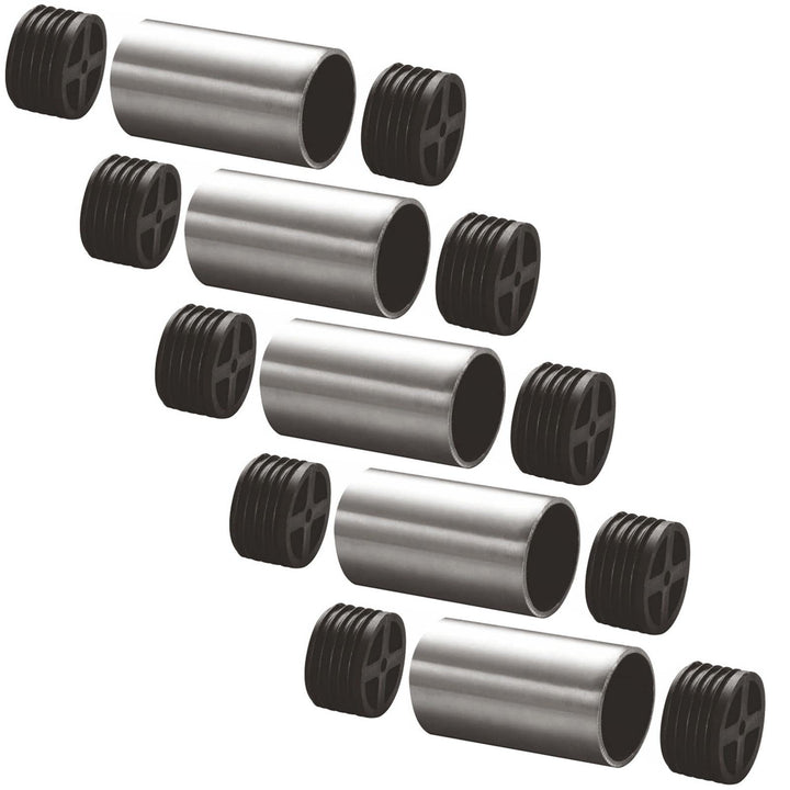 5 x Edelstahl V2A Verbinder, Verbindungsstück, gerade, inkl. 2 Adapter für Holzhandlauf Ø 42 mm 5 Ve