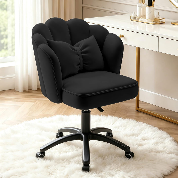 Vanity Sessel Velvet Petal Schreibtischstuhl - Moderner Polstersessel mit Rückenlehne und Steppung,