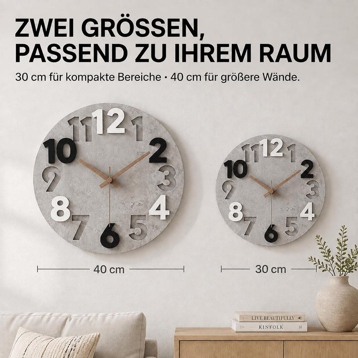 Stellarize Wanduhr Gross Ohne Tickgeräusche Modern Holz 3D Küchenuhr für Wohnzimmer Kinderzimmer Bür