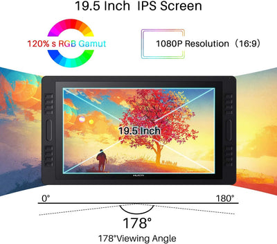 HUION KAMVAS Pro 20 Grafiktablett mit Display 19,53-Zoll Bildschirm-HD-Stift-Display Batteriefreier