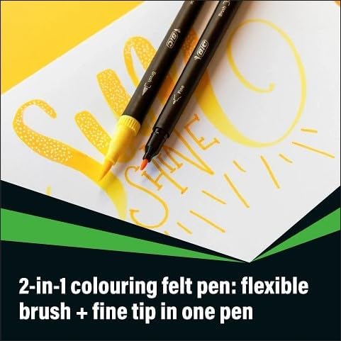 BIC Intensity Stifte Set Japan: 10 Fineliner, 12 Dual Tip Brush Pens, 1 Notizbuch und 1 Klebezettel