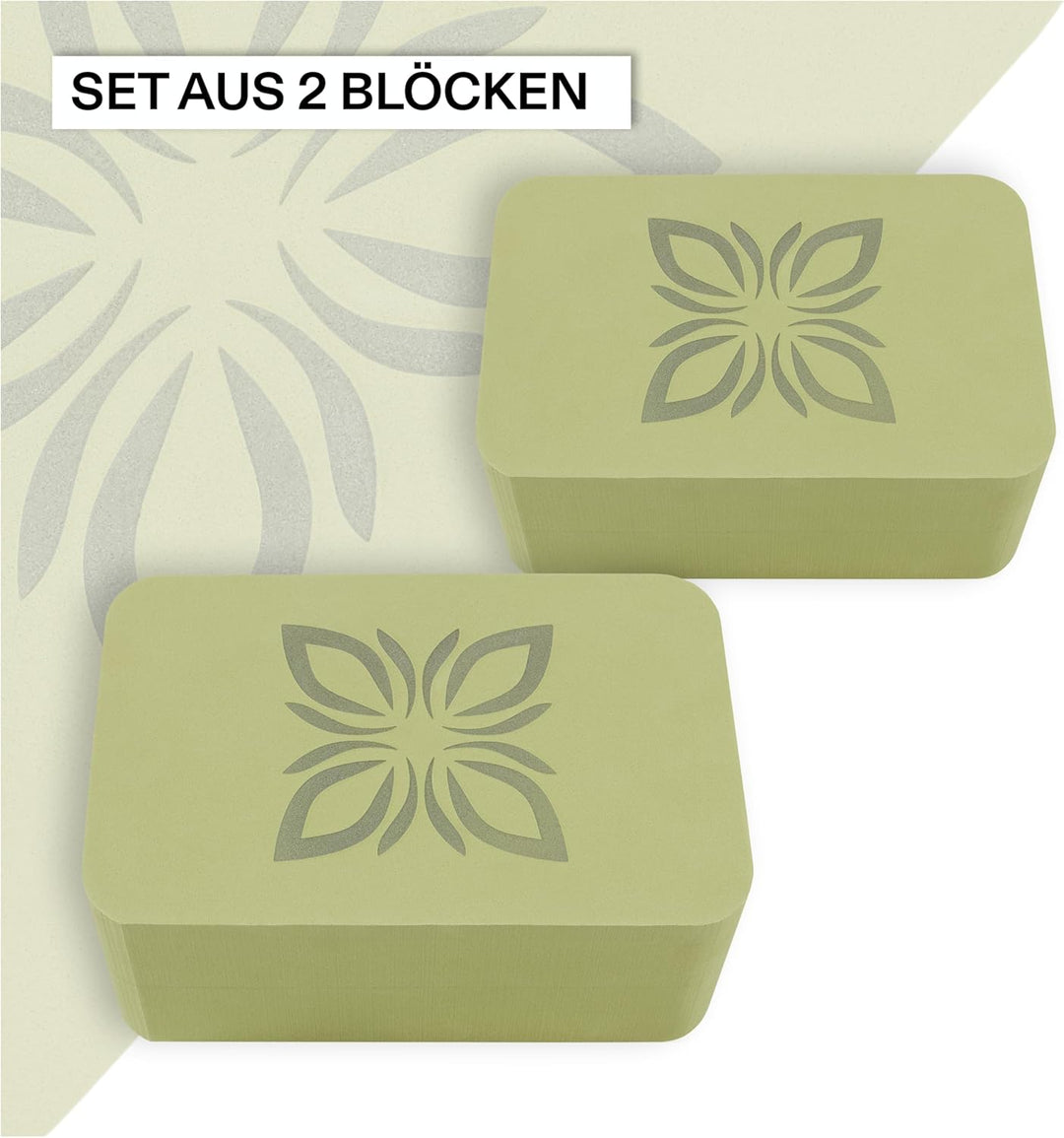 OMNANA® RAISE™ Yoga Block EVA 2er Set – Yogablock rutschfest & superleicht – Hochdichter Schaumstoff