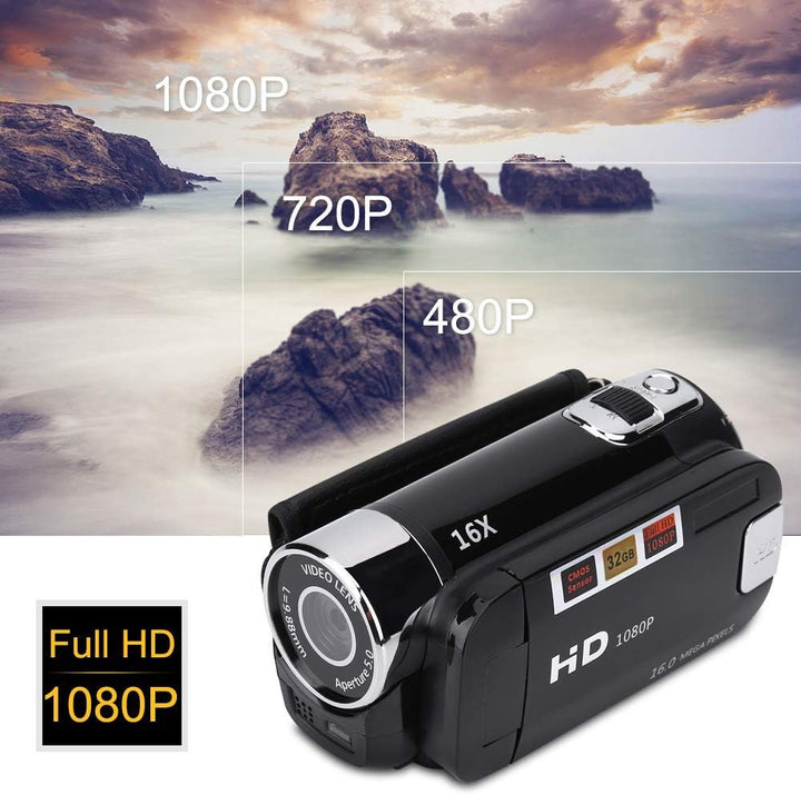 Ejoyous Digitaler Camcorder, 16X Full HD Videokamera High Definition Videokamera mit 270 Grad Drehbi