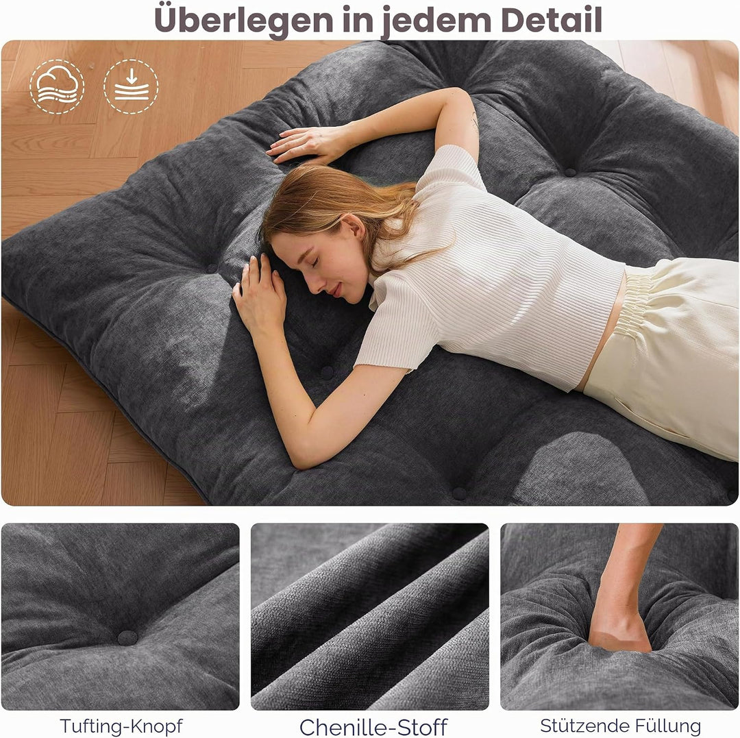 MAXYOYO Futon Matratze, Chenille-Stoff, 15cm Dick Bodenmatratze Verwendbar als Schlafsofa, Geknöpft
