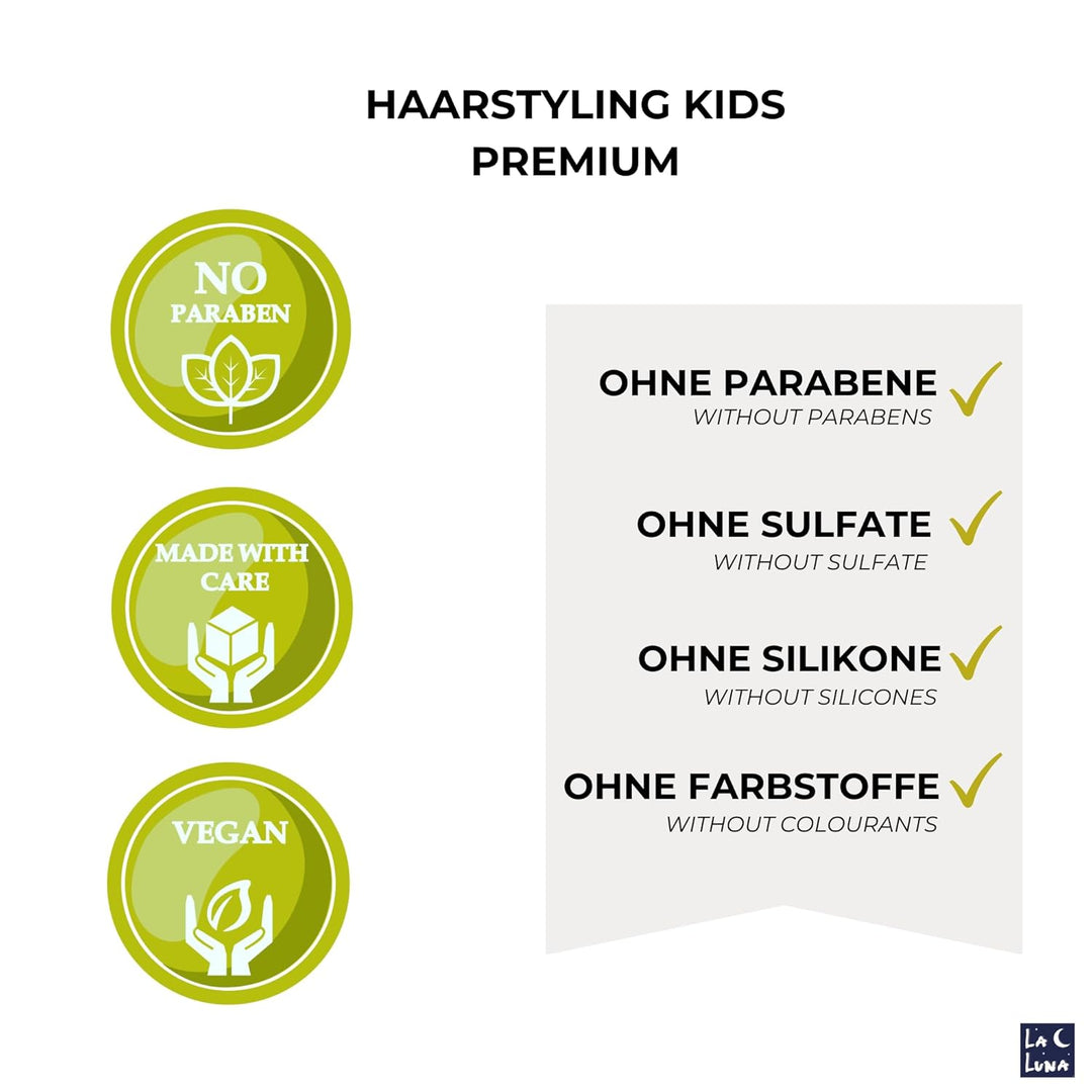 Haarwachs Kinder mit reinem Kokosöl|natürliches Finish| Kids Styling Creme|vegan|LA LUNA Made in Ger