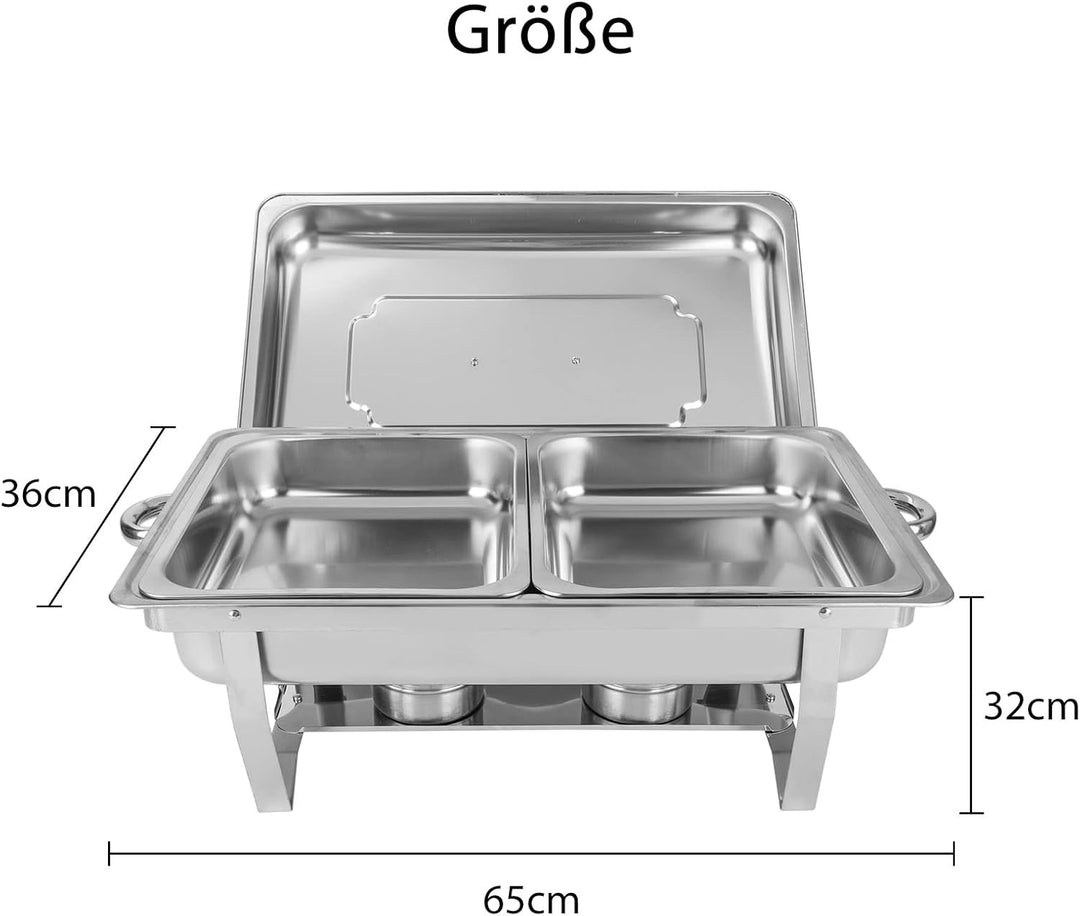 Youyijia 2PC 9L Edelstahl Warmhaltebehälter Buffetwärmer Warmhaltebehälter Speisenwärmer mit Faltbar