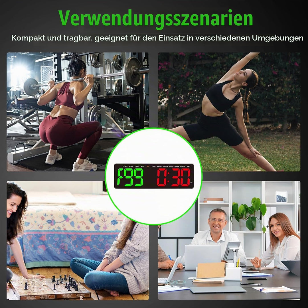 16.5" Gym Timer, Digital Fitness Timer mit 8 Modi, Countdown/Up