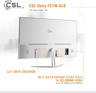 All-in-One-PC CSL Unity F27W-ALS, 68,58 cm (27 Zoll, 1920x1080 Full HD) - Leistungsstarker AIO (Inte