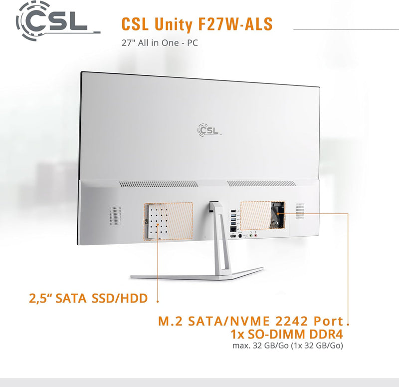 All-in-One-PC CSL Unity F27W-ALS, 68,58 cm (27 Zoll, 1920x1080 Full HD) - Leistungsstarker AIO (Inte