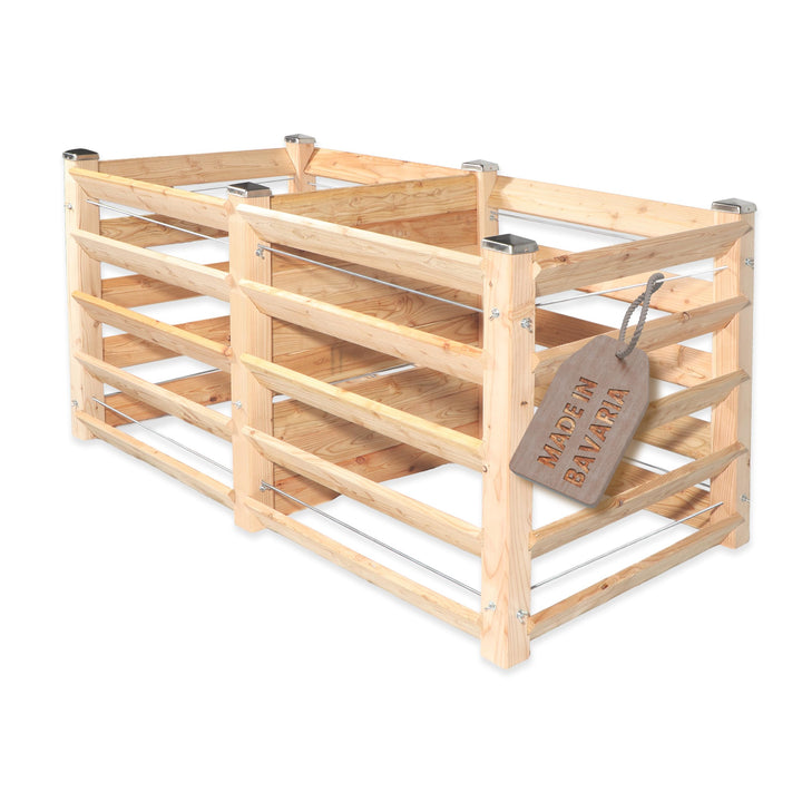 Moderner Komposter Duo ca. 120x233 cm Höhe 80 cm aus Lärchenholz Massivholz Steckkomposter Kompostsi