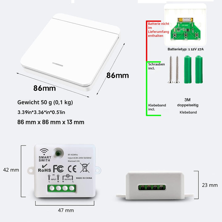 DieseRC Funk-Lichtschalter, Funk-Sender-Sicherheitsschalter und Empfänger-Controller 10A, einfache I