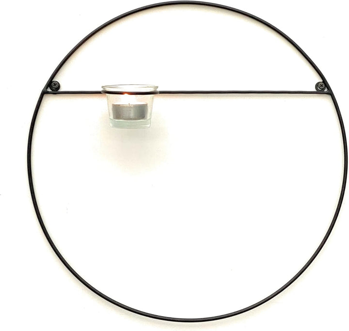 DanDiBo Wandteelichthalter Teelichthalter Wand Rund Ø 36 cm Wandkerzenhalter Metall Schwarz Teelicht