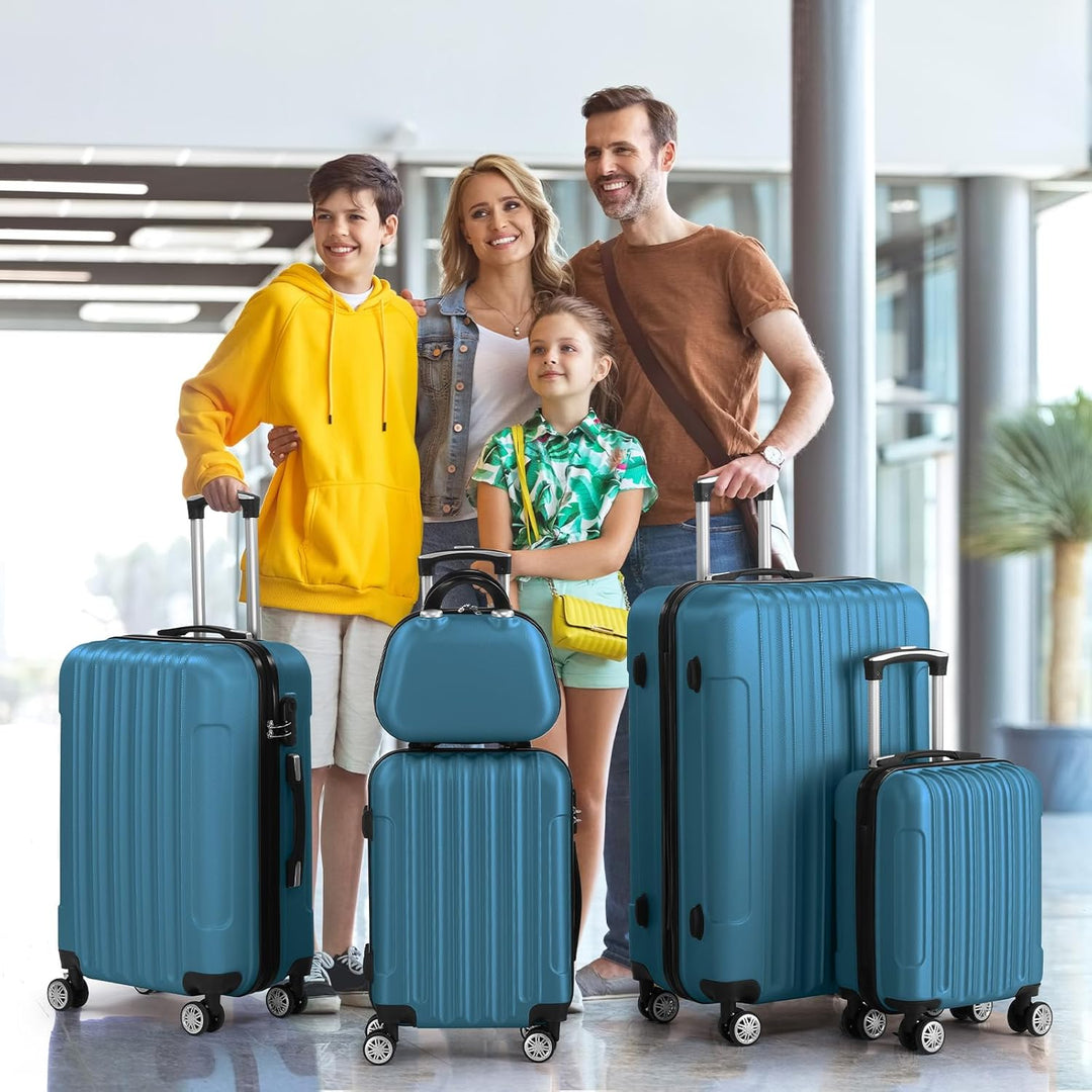 LALAHO Kofferset 5 teilig mit Kosmetikkoffer, Hartschalen Koffer Set aus ABS, Reisekoffer Set, Gepäc