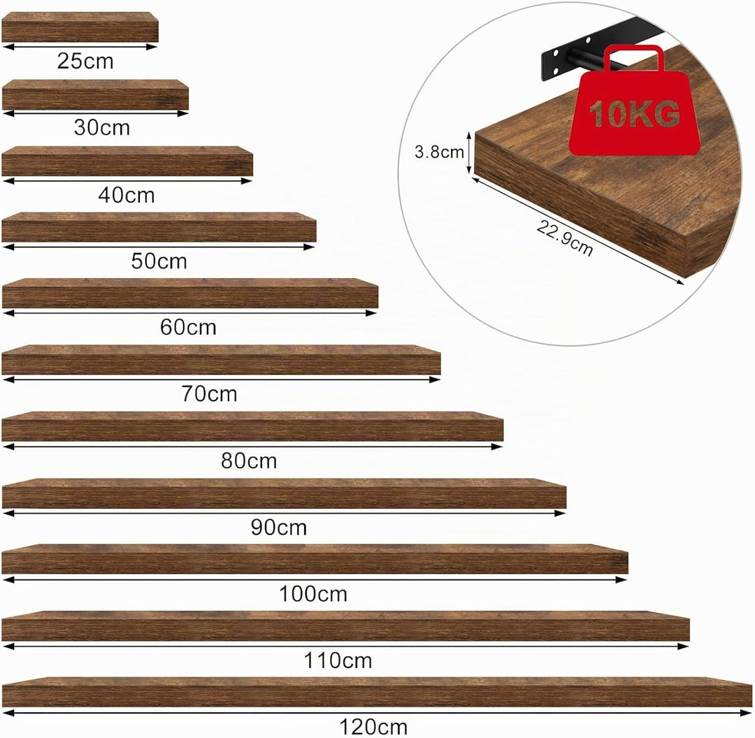 WOLTU 2X Wandregal Wandboard Bücherregal Regale für Deko Wandablagen aus MDF Holz, 2er Set Hängerega