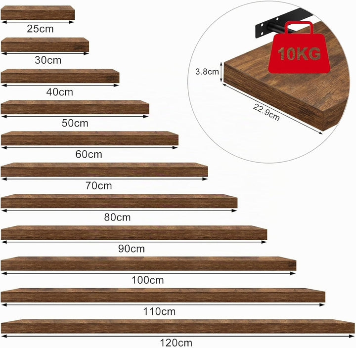 WOLTU 2X Wandregal Wandboard Bücherregal Regale für Deko Wandablagen aus MDF Holz, 2er Set Hängerega