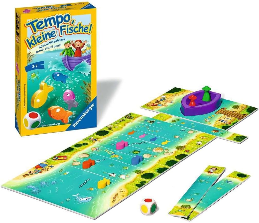 Ravensburger Kinderspiel 21420 - Tempo kleine Schnecke &amp; 23334 - Tempo, kleine Fische, Mitbringspiel