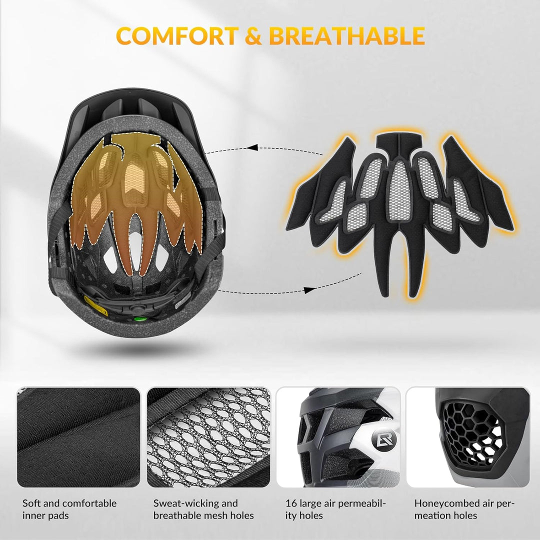ROCKBROS Kinderhelm Integriert Fahrradhelm Kinder Jugend Fullface Helm mit Abnehmbarem Kinnschutz BM