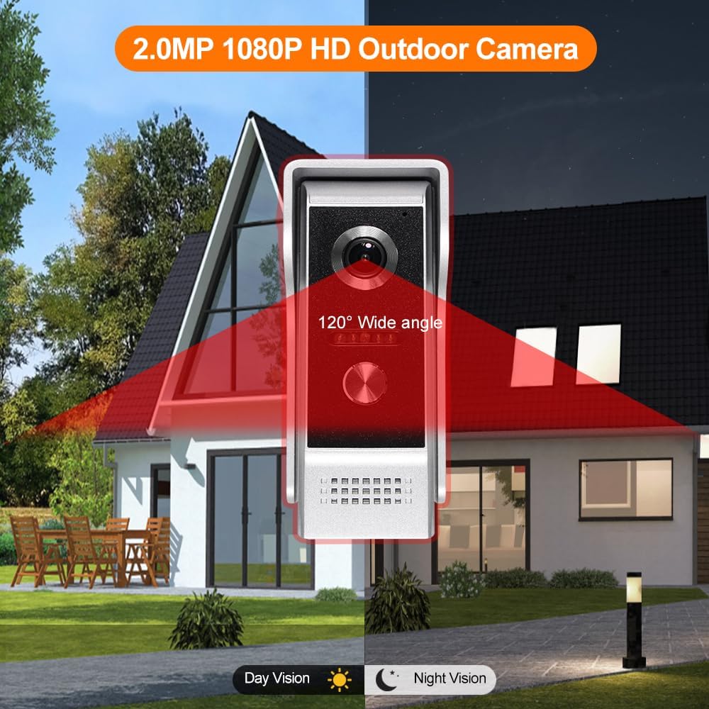 7 Zoll TUYA WLAN Video Tür Telefon Intercom System 1080P HD Kamera IR-Nachtsicht, Videotürklingel mi
