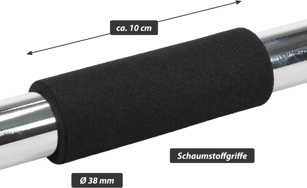 Klimmzugstange für Türrahmen silber Griffe stufenlos einstellbar 63-100 cm für Workout Kraftübungen