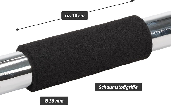 Klimmzugstange für Türrahmen silber Griffe stufenlos einstellbar 63-100 cm für Workout Kraftübungen