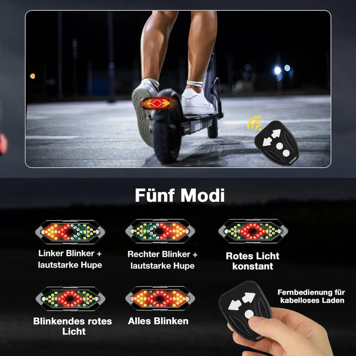 Blinker E Scooter, IPX4 USB Wiederaufladbar E Scooter Blinker mit Funkfernbedienung &amp; Automatische B