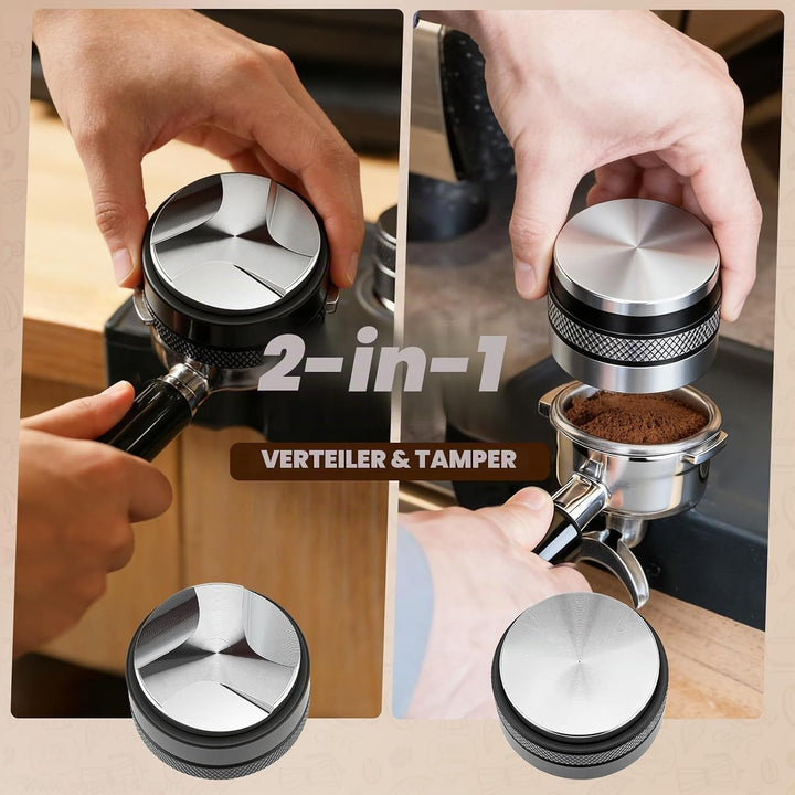 51 mm Barista Espresso Zubehör Set, 5-in-1 Siebträger-Set mit Kaffeeverteiler, Tamper & Leveler, WDT