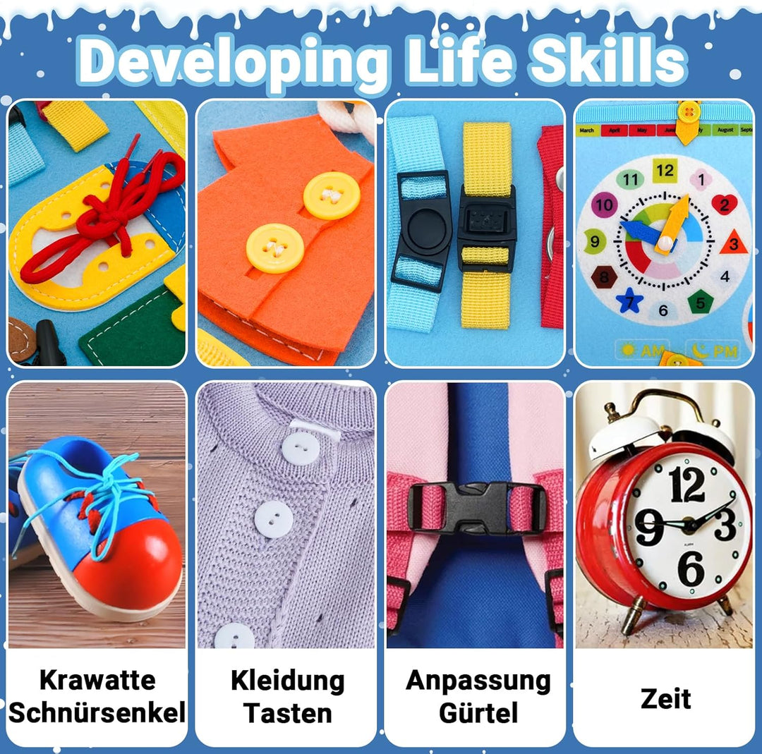 RunHero Busy Board Montessori Spielzeug Baby ab 1 Jahr Quiet Book Activity Board Motorikspielzeug Fi